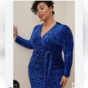 Blue crushed velvet torrid dress